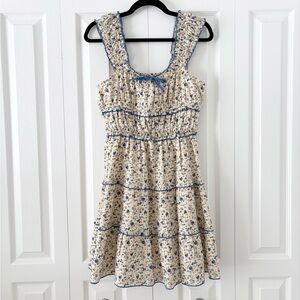 Japna Blue Floral Tiered Dress
